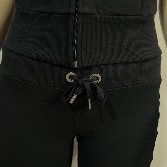 Bebe Set Studded Hoody Short sleeve zip close & Ruched Side Panel Crop Black XS - Picture 12 of 12